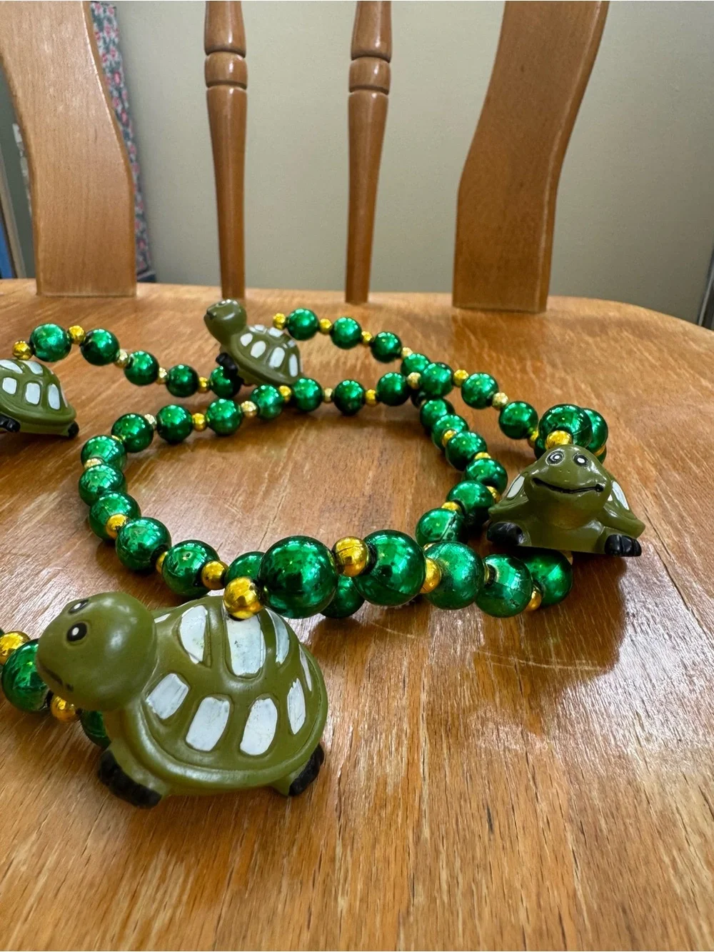 Turtle Beaded Necklace. 18 inches Long.